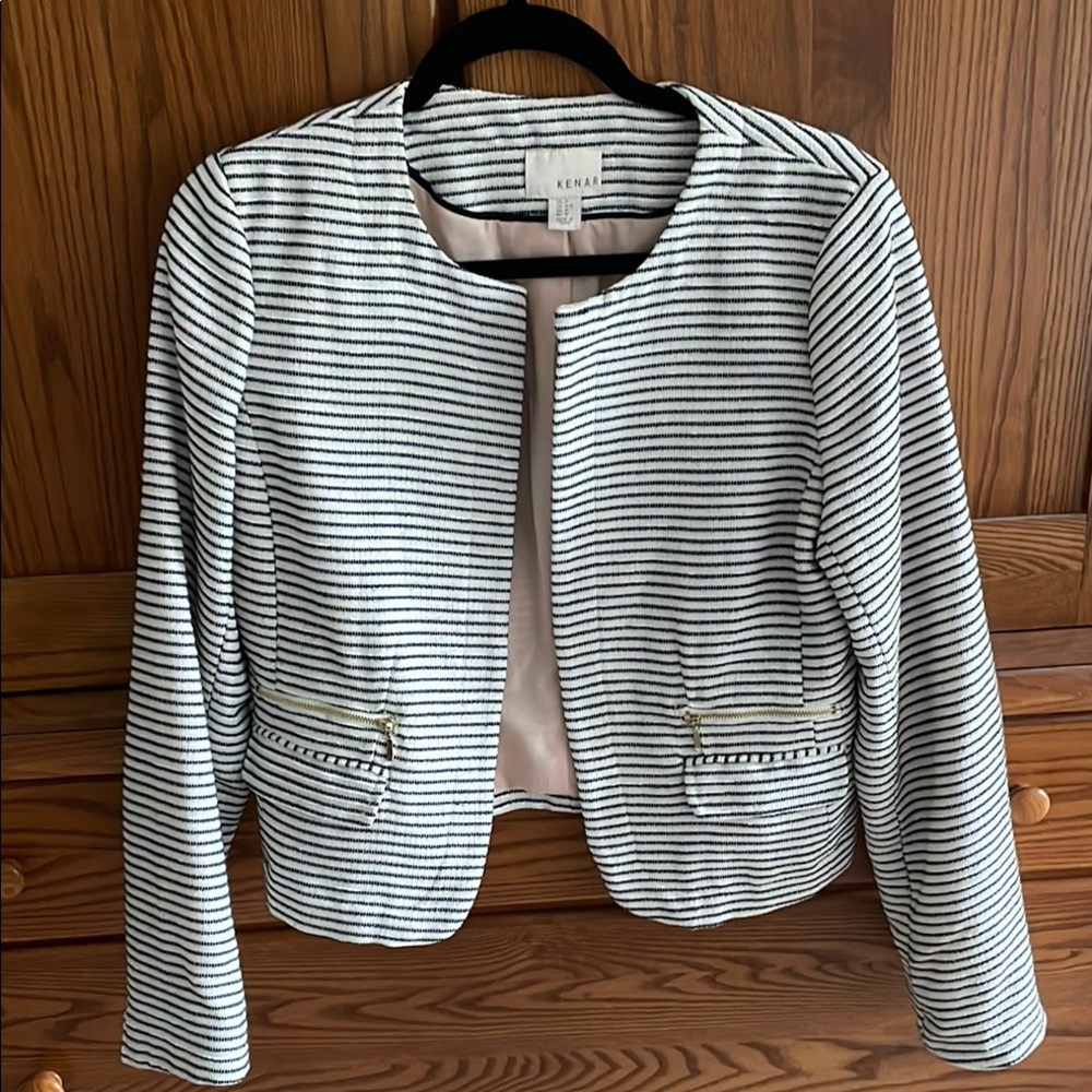 Kenar Black and White Striped Blazer